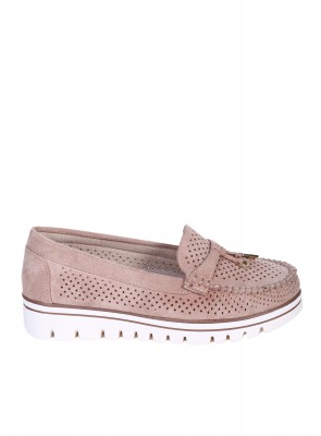 Ежедневни дамски мокасини в бежово 3M-25140 beige
