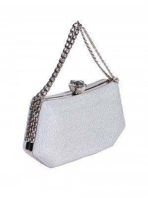 Елегантна дамска чанта, тип клъч, в сребристо 9AG-25242 silver