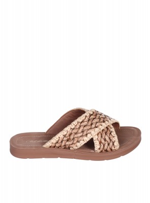 Ежедневни дамски чехли в бежов/кафяв цвят 5F-25222 beige