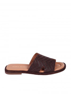 Ежедневни дамски чехли от естествен велур в кафяво 5AT-25439 black/dk.brown
