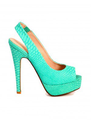Елегантни дамски сандали на ток в зелено 4L-14143 blue