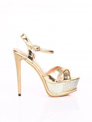 Елегантни дамски сандали на ток в златисто 4S-14062 gold