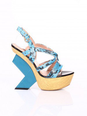 Елегантни дамски сандали на ток в синьо 4S-14063 blue