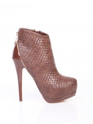 Елегантни дамски обувки на токв кафяво 2R-14500 brown
