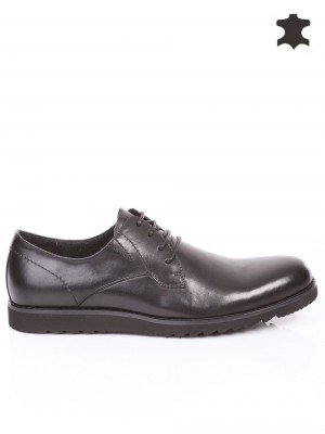 Спортно-елегантни мъжки обувки от естествена кожа 7N-14767 black