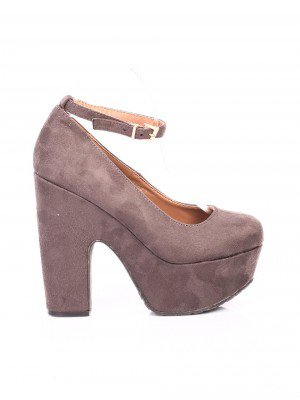Ежедневни дамски обувки на ток в сиво 3L-14642 gray