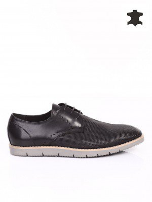 Спортно-елегантни мъжки обувки от естествена кожа 7N-15200 black