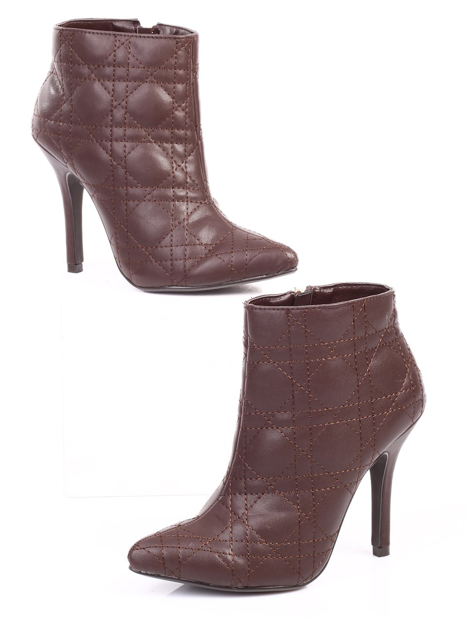 Елегантни дамски обувки на ток в кафяво 2L-14721 brown