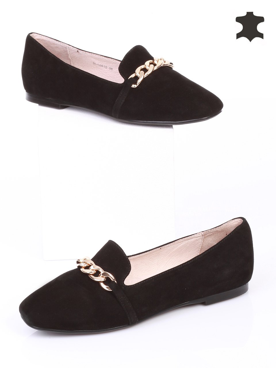 Ежедневни дамски обувки от естествен велур 3I-14810 black