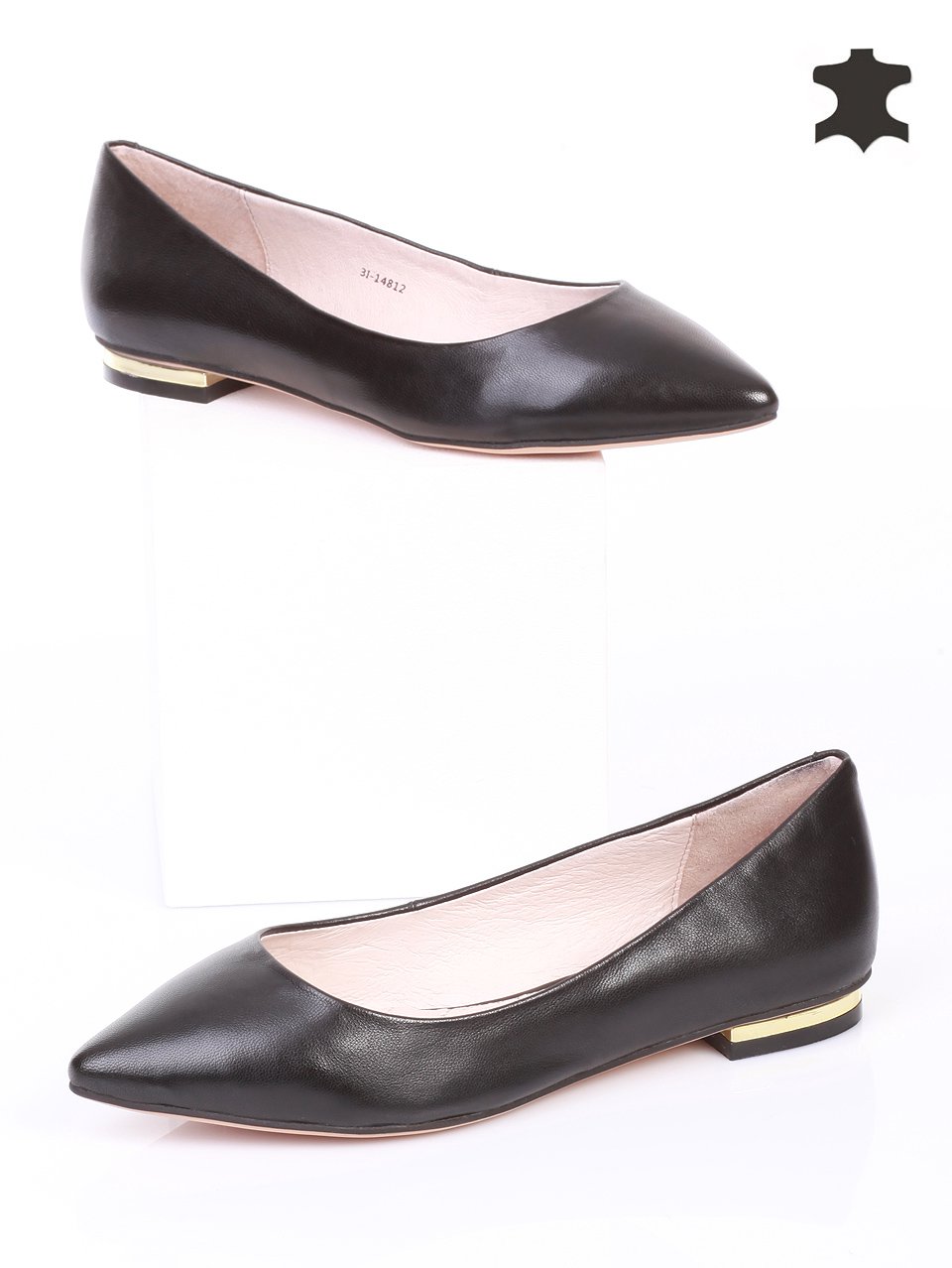 Ежедневни дамски обувки от естествена кожа 3I-14812 black