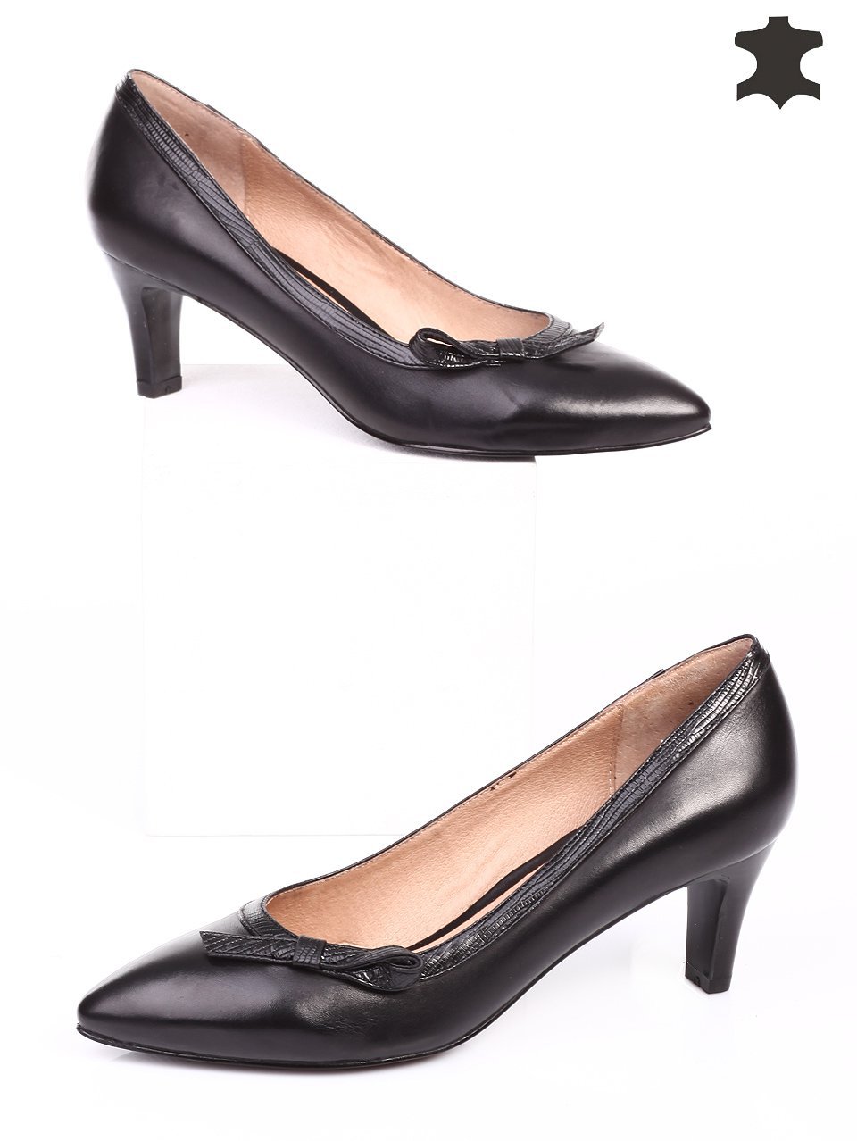 Ежедневни дамски обувки от естествена кожа 3I-15626 black