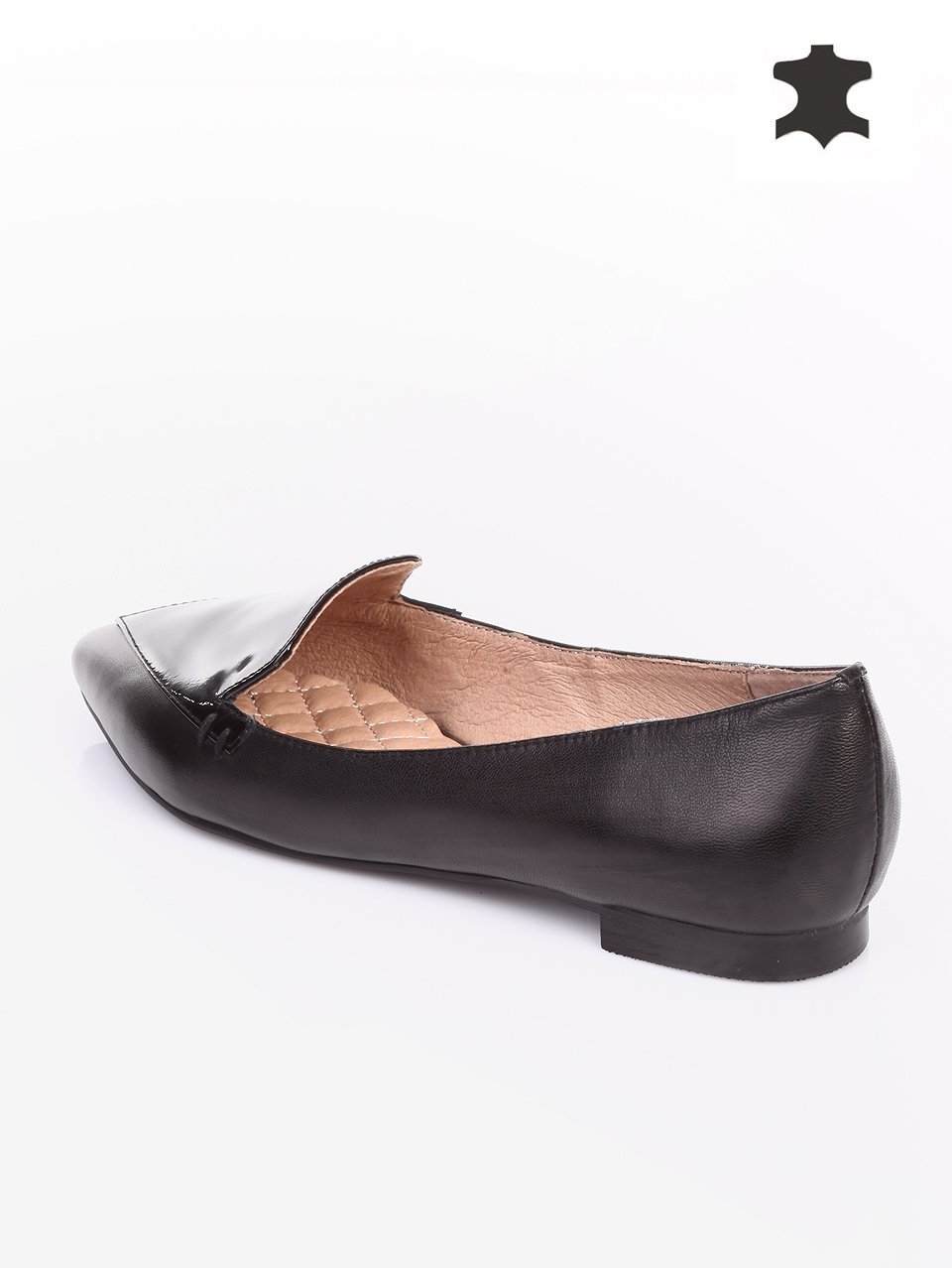 Ежедневни дамски обувки от естествена кожа и лак 3I-15630 black
