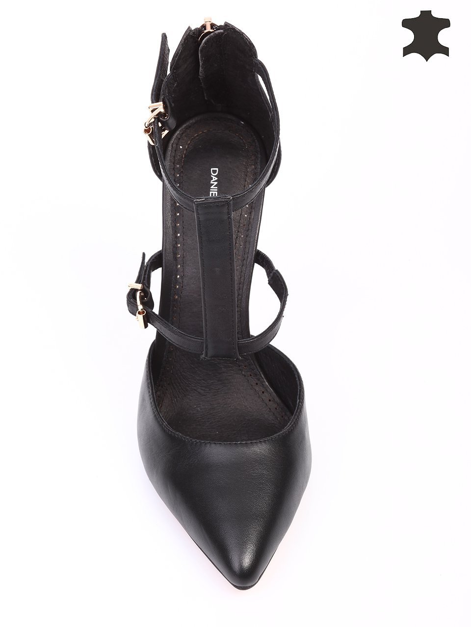Дамски обувки от естествена кожа на ток 3I-16242 black