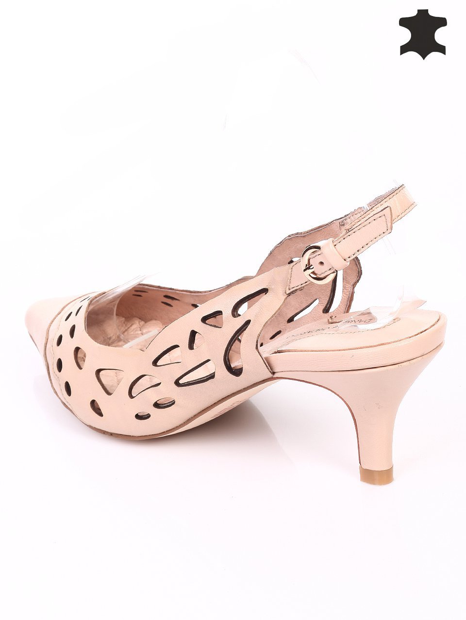 Елегантни дамски сандали на ток от естествена кожа 4I-16243 beige