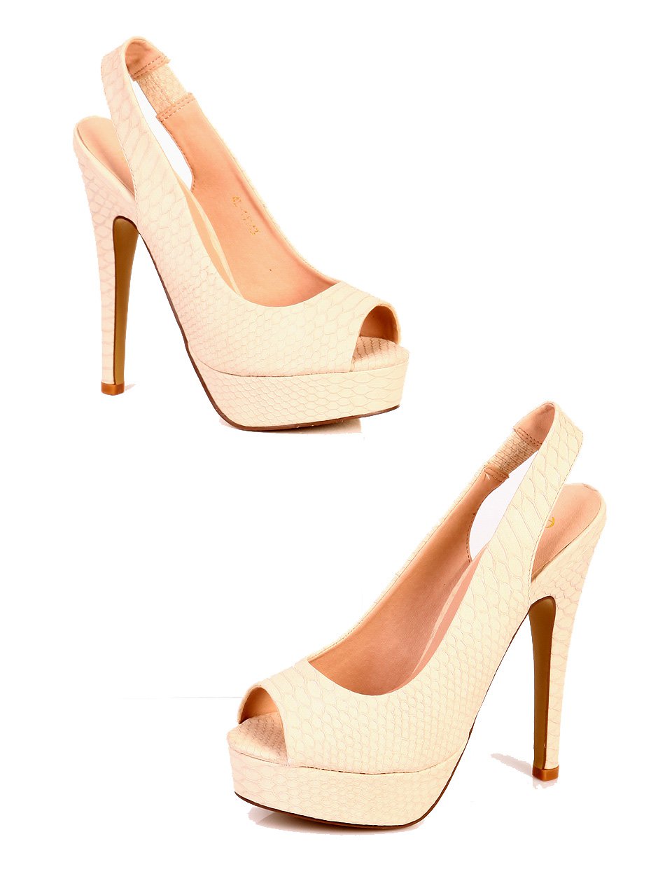 Елегантни дамски сандали на ток в бежово 4L-14143 beige