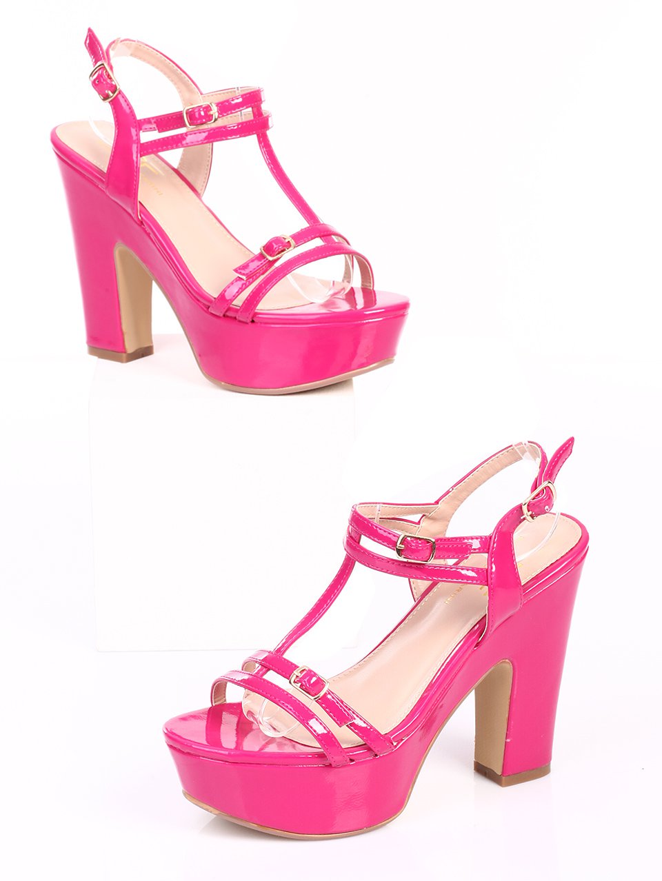 Елегантни дамски сандали на ток в цикламен цвят 4S-15299 fuchsia