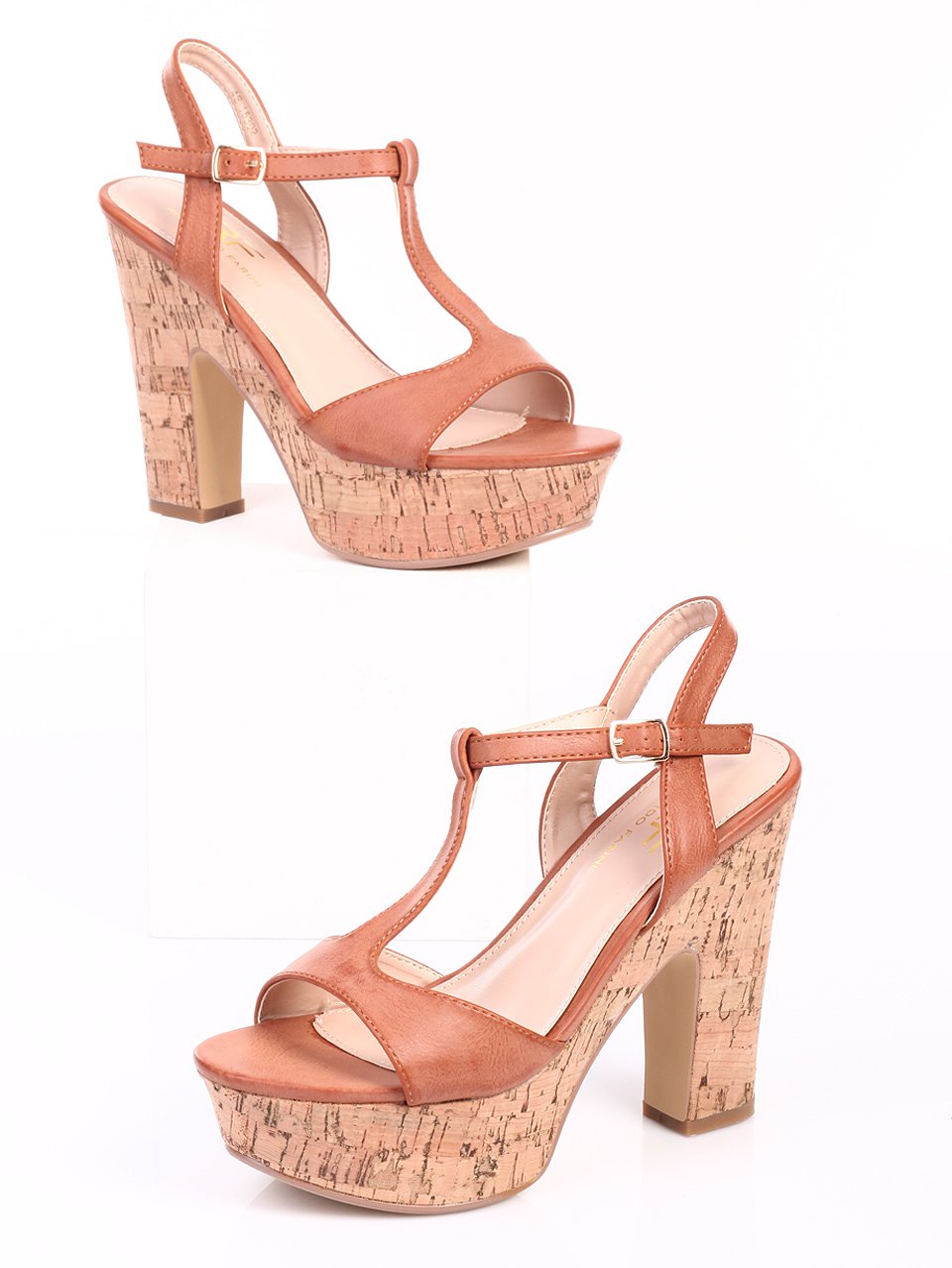 Елегантни дамски сандали на ток в кафяво 4S-15302 brown