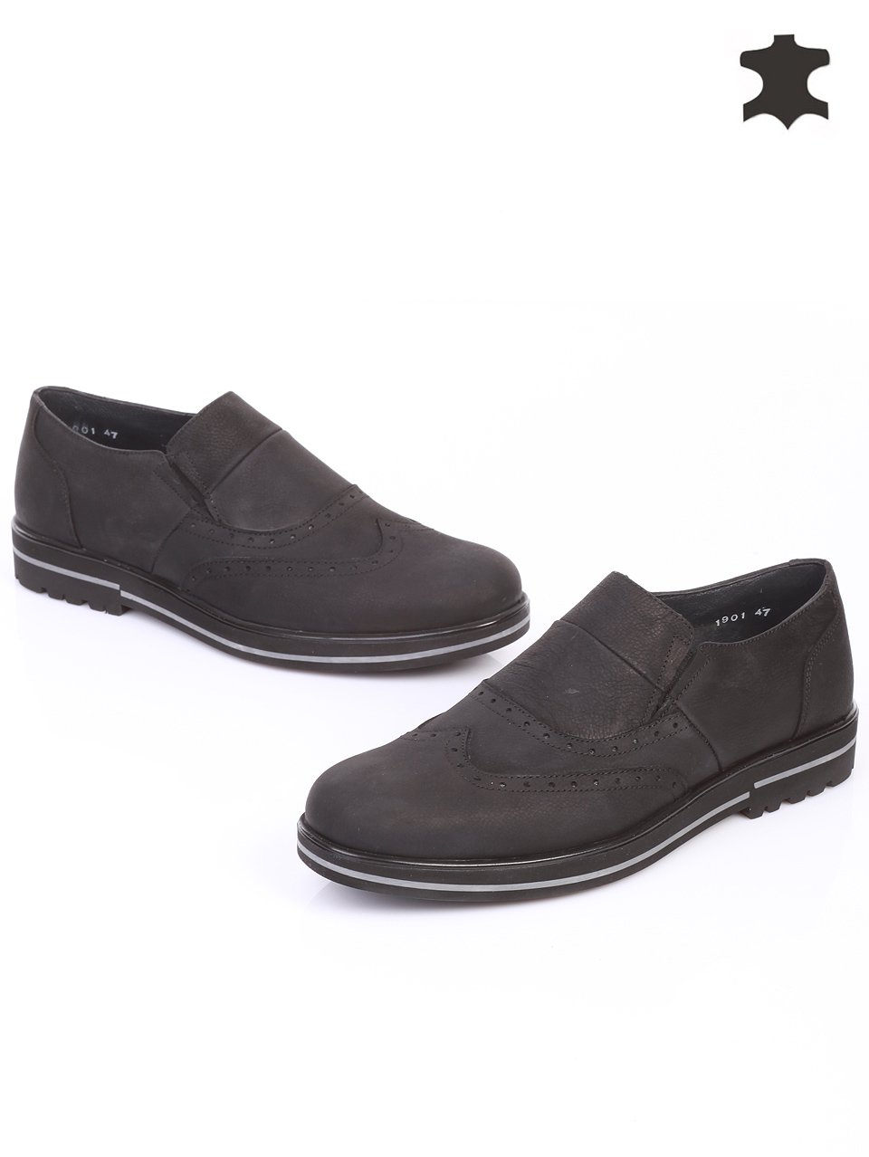 Спортно-елегантни мъжки обувки от естествена кожа 7AT-14887 black