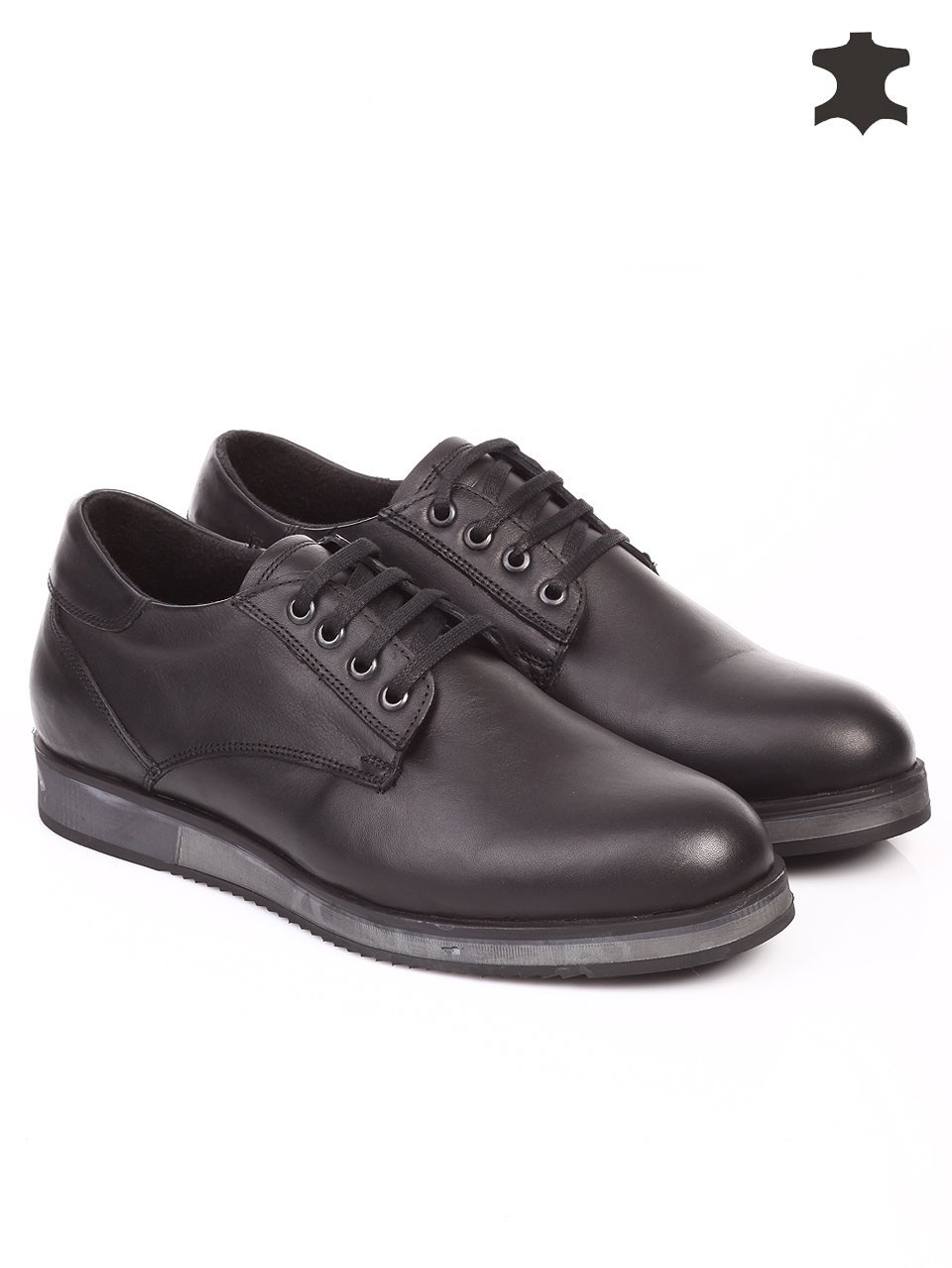 Ежедневни мъжки обувки от естествена кожа в черно 7AT-15823 black