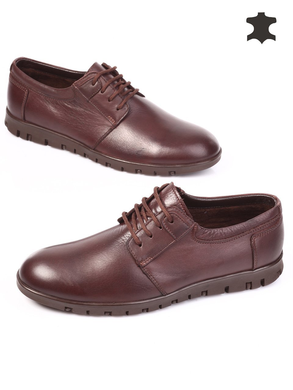 Спортно-елегантни мъжки обувки от естествена кожа 7AT-15826 brown