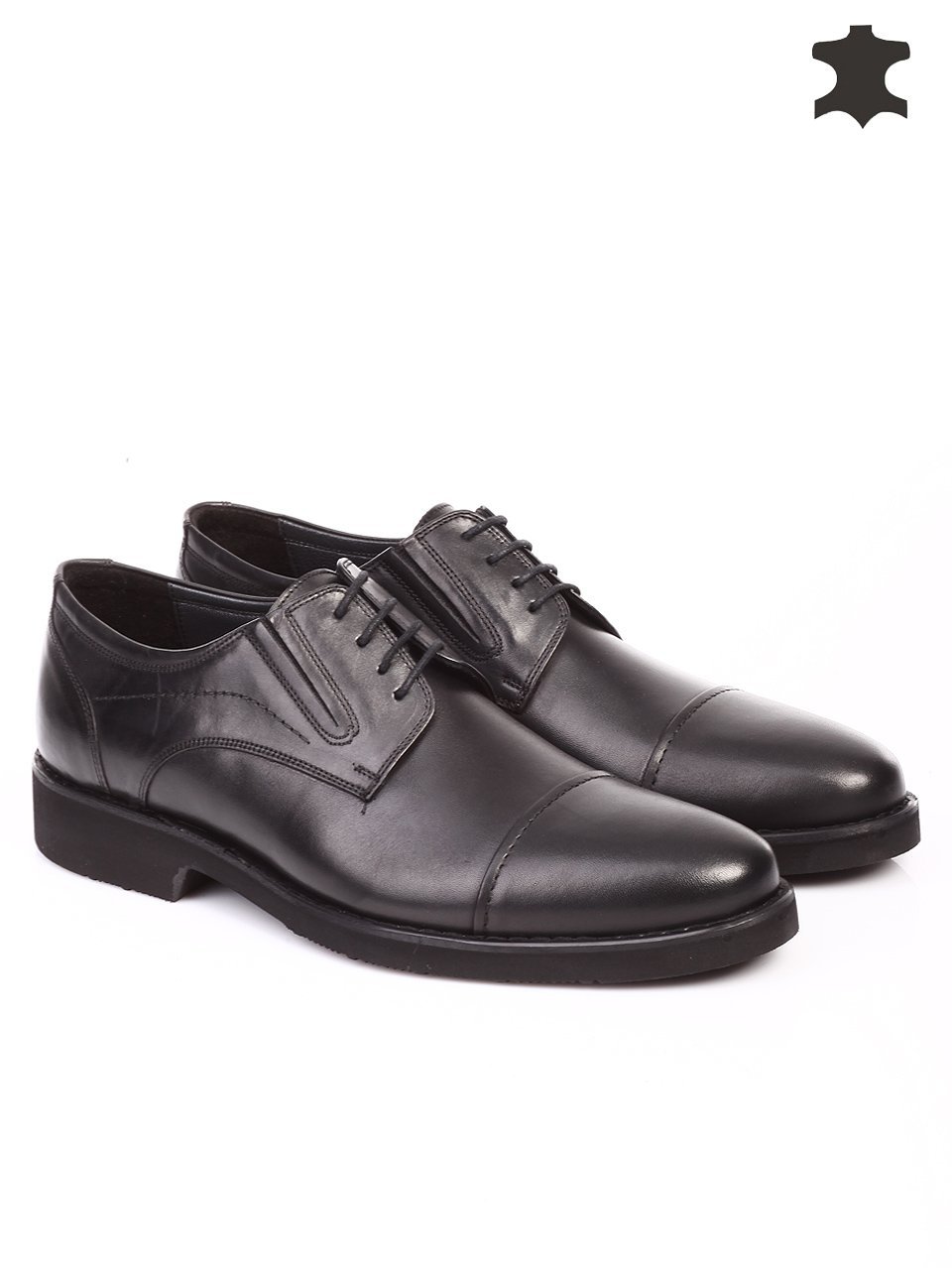 Елегантни мъжки обувки от естествена кожа 7AT-15830 black