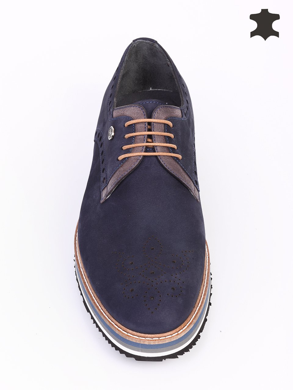 Мъжки обувки от естествен набук в синьо 7AT-16341 navy