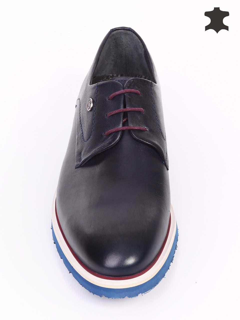 Спортно-елегантни мъжки обувки от естествена кожа 7AT-16344 navy