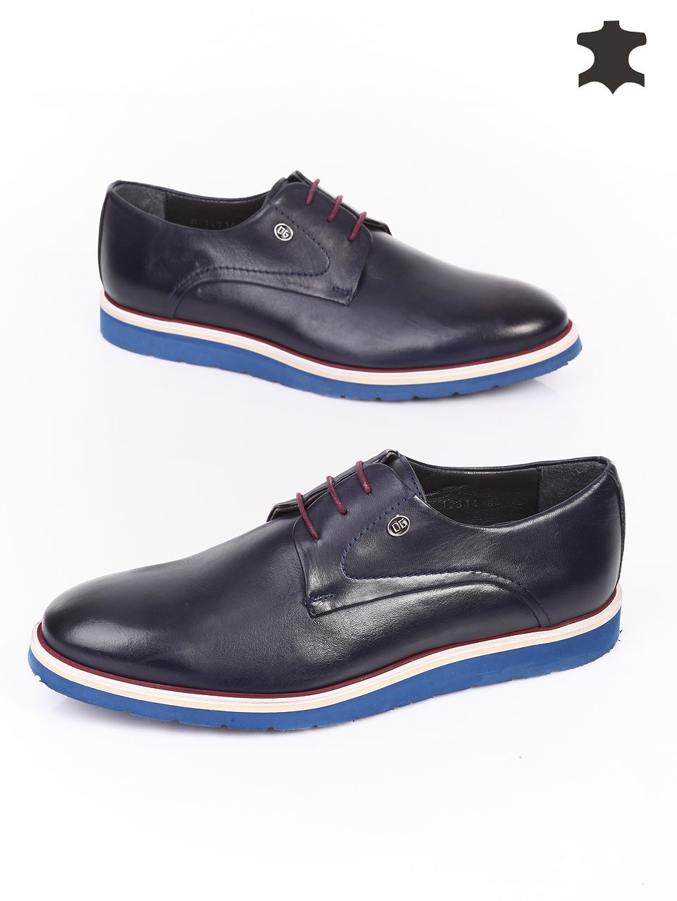 Спортно-елегантни мъжки обувки от естествена кожа 7AT-16344 navy