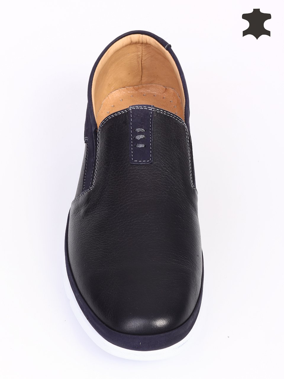Спортно-елегантни мъжки обувки от естествена кожа 7AT-16356 navy