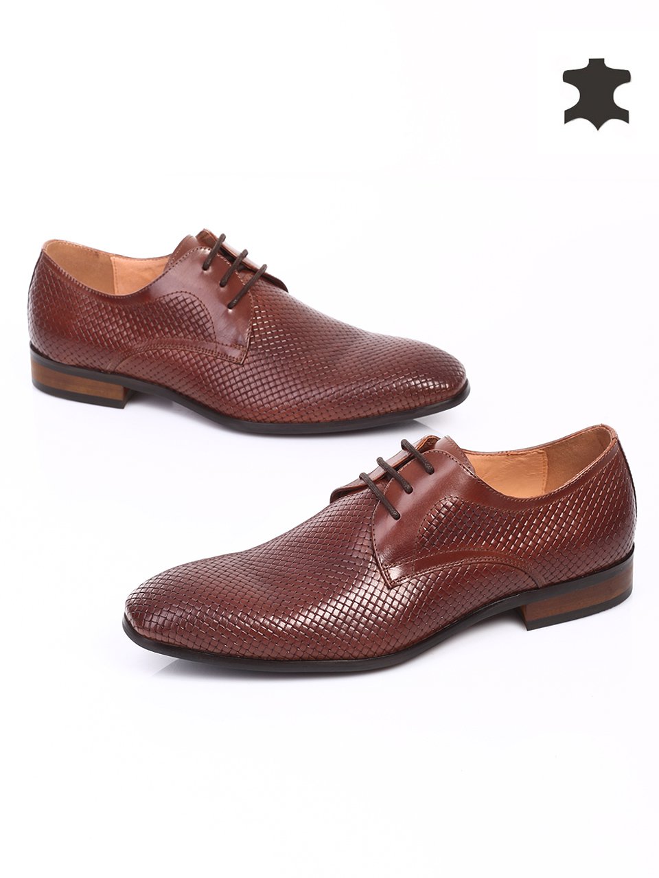 Елегантни мъжки обувки от естествена кожа 7N-15219 brown