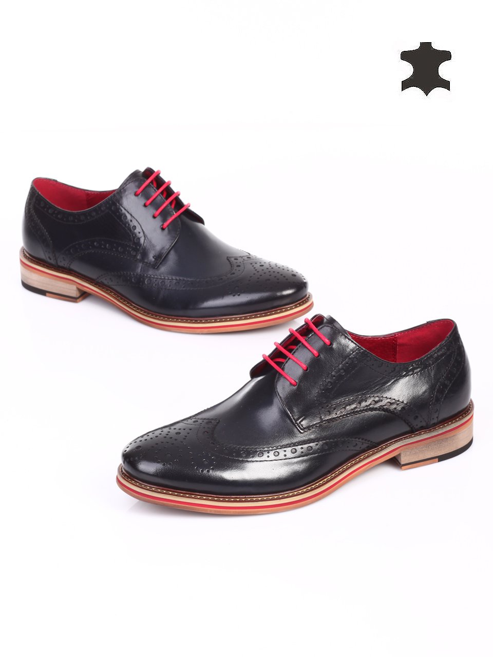 Елегантни мъжки обувки от естествена кожа 7N-15220 navy