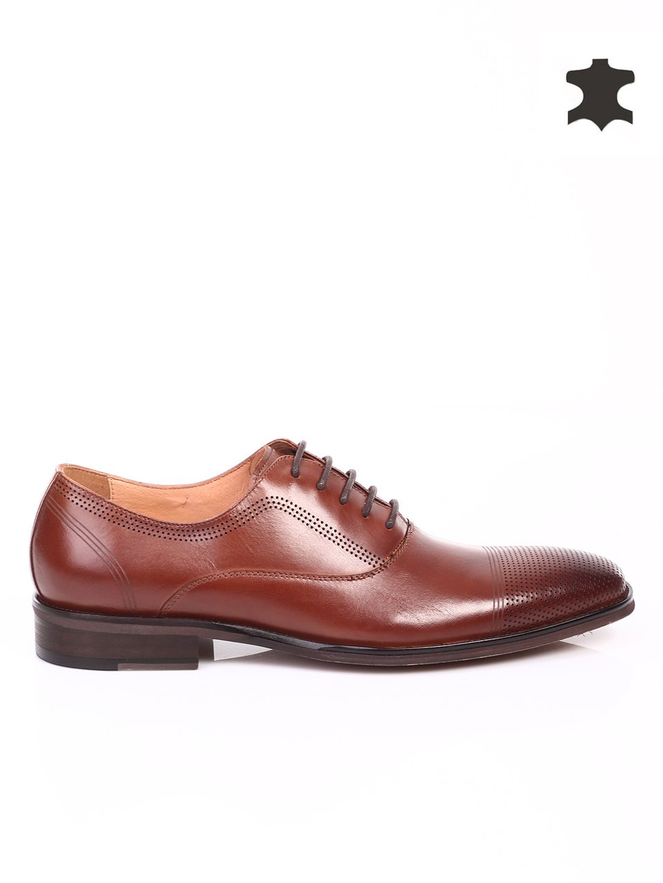 Елегантни мъжки обувки от естествена кожа 7N-15224 brown