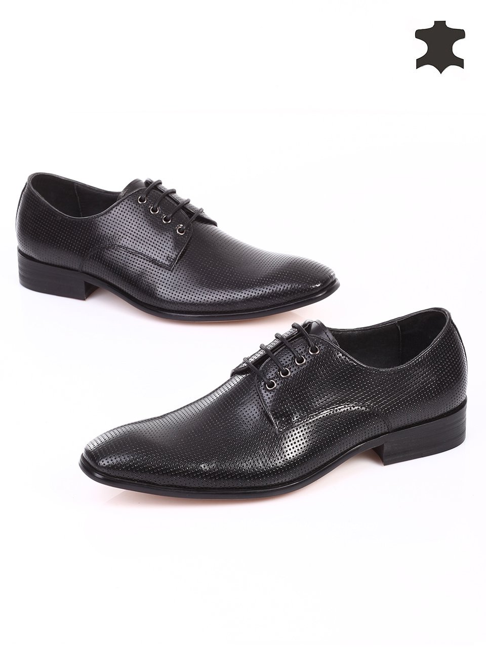 Елегантни мъжки обувки от естествена кожа 7N-15227 black