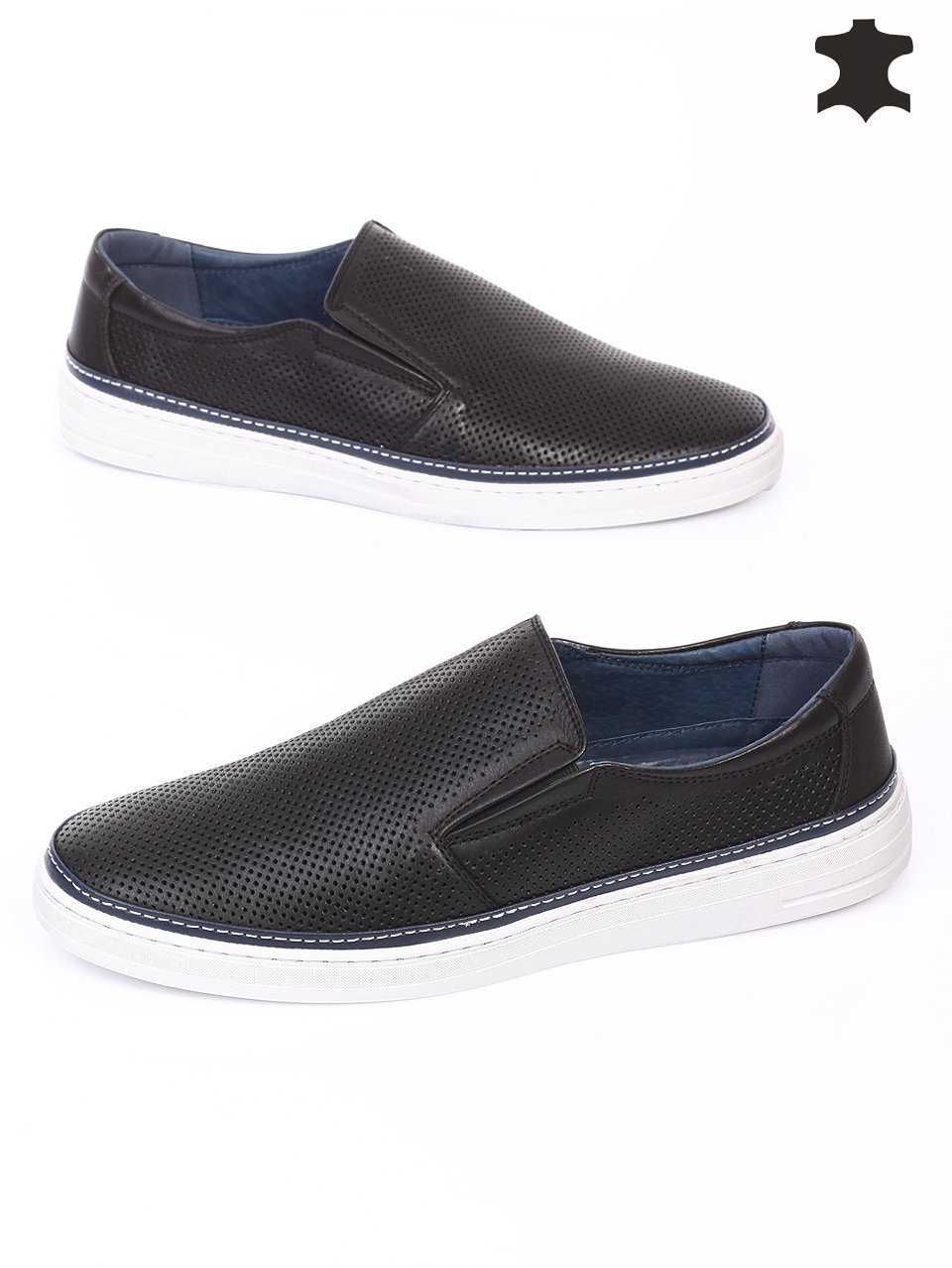 Ежедневни мъжки обувки от естествена кожа в черно 7N-16275 black