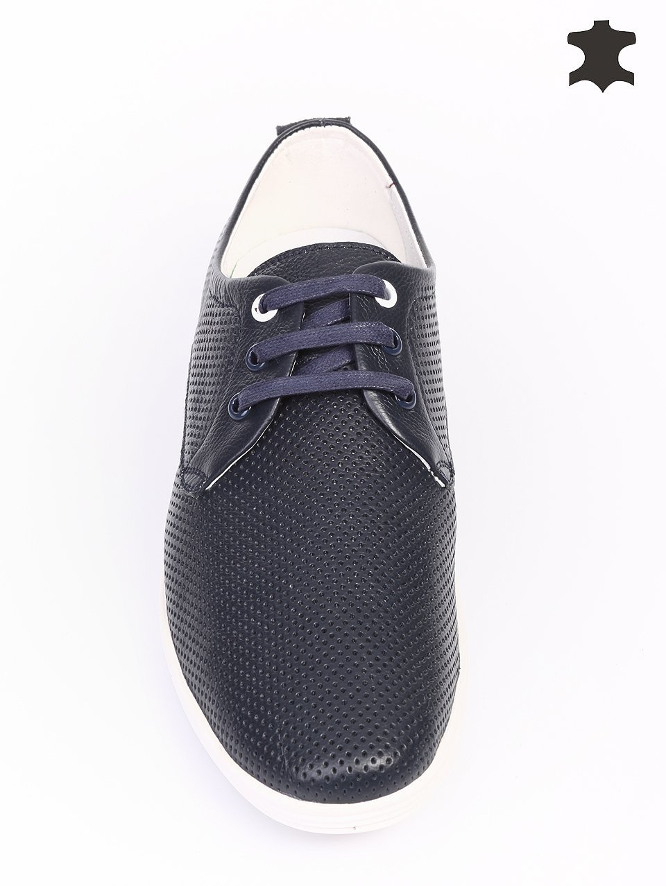 Спортно-елегантни мъжки обувки от естествена кожа 7N-16279 navy