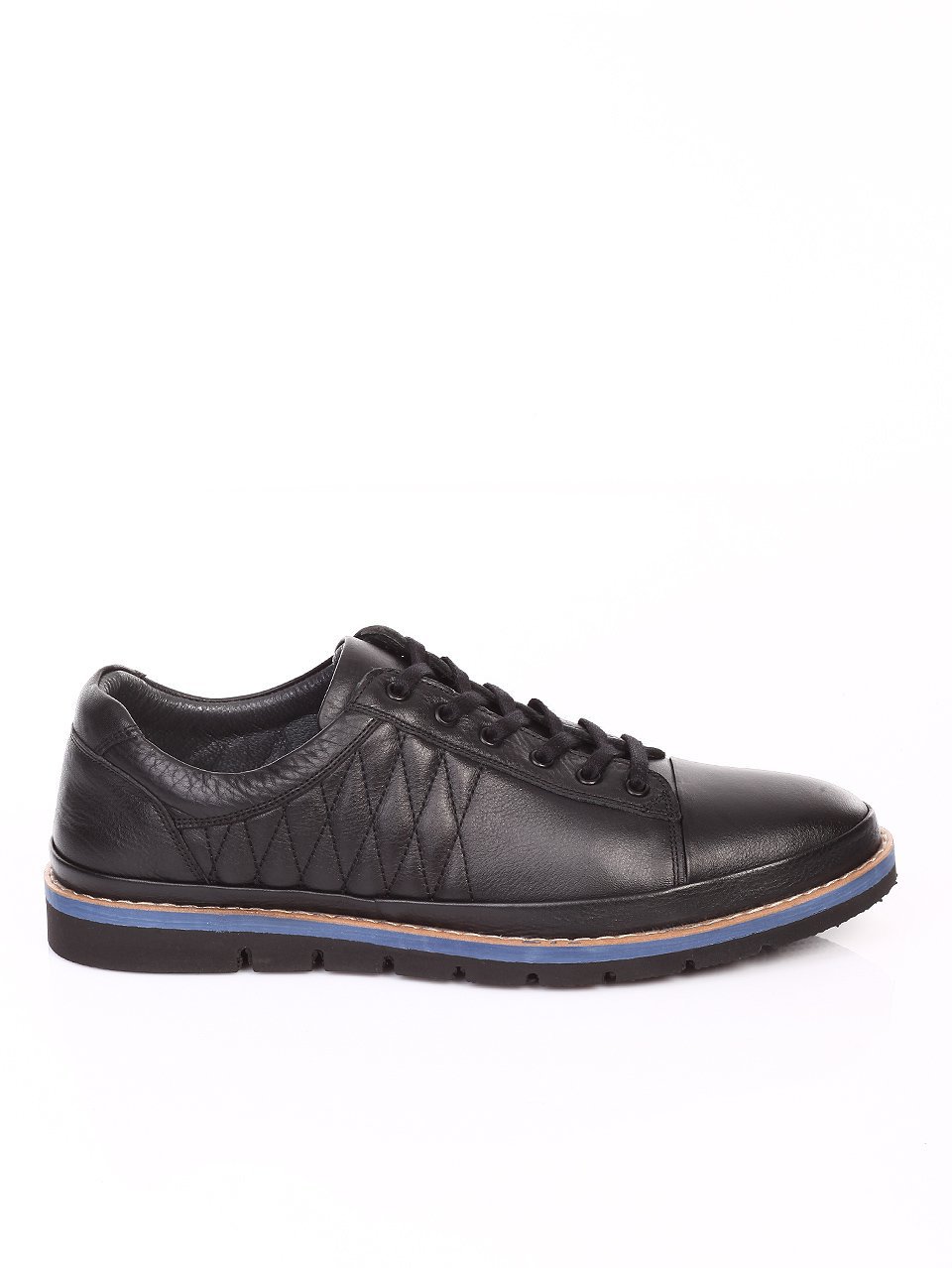 Ежедневни мъжки обувки от естествена кожа в черно 7AT-16887 black