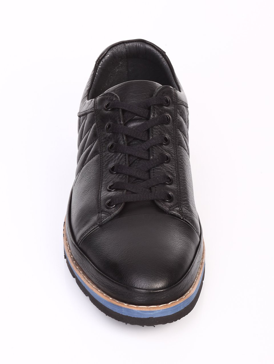 Ежедневни мъжки обувки от естествена кожа в черно 7AT-16887 black