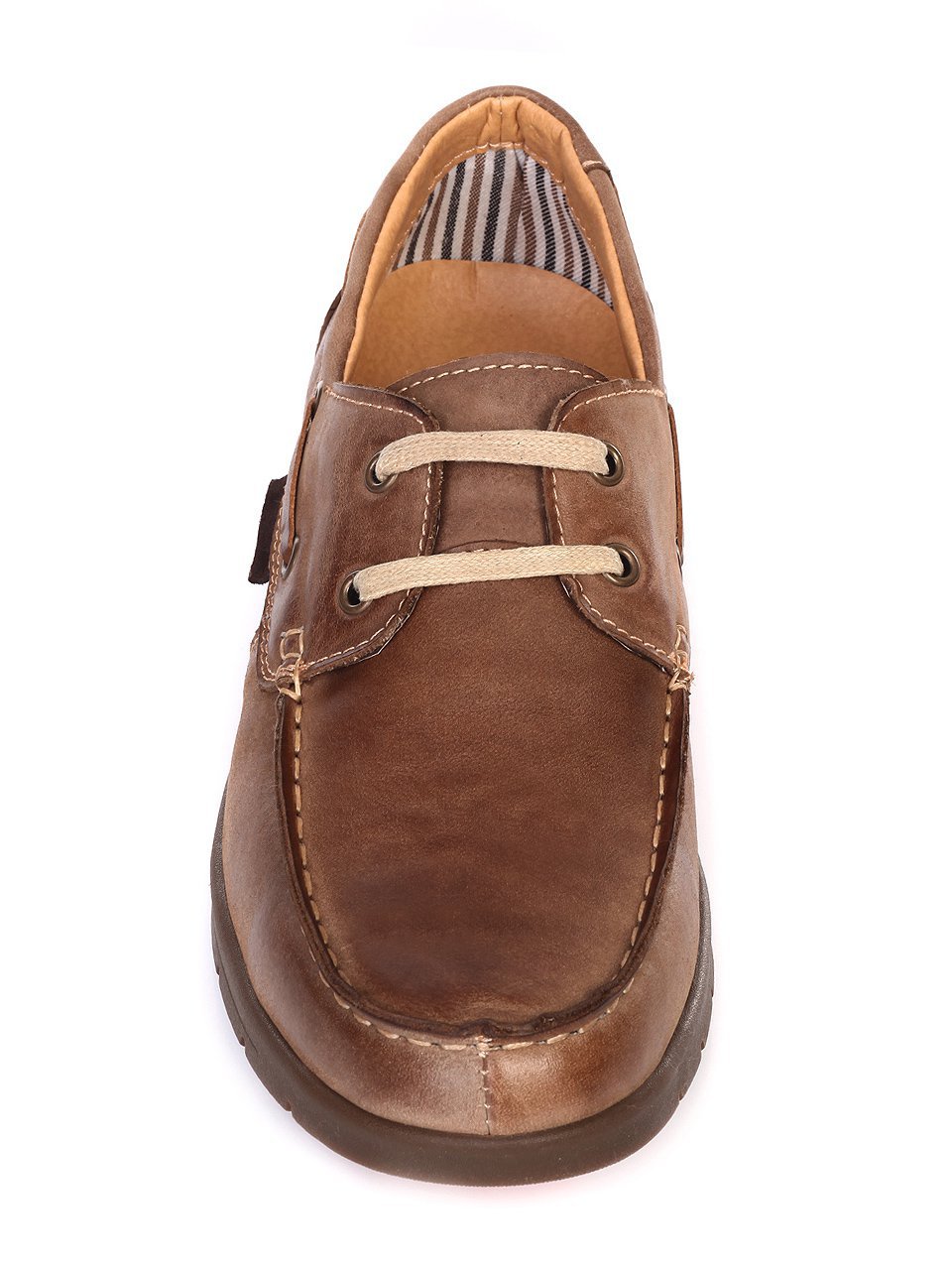 Ежедневни мъжки обувки от естествена кожа в кафяво 7N-18108 lt.brown