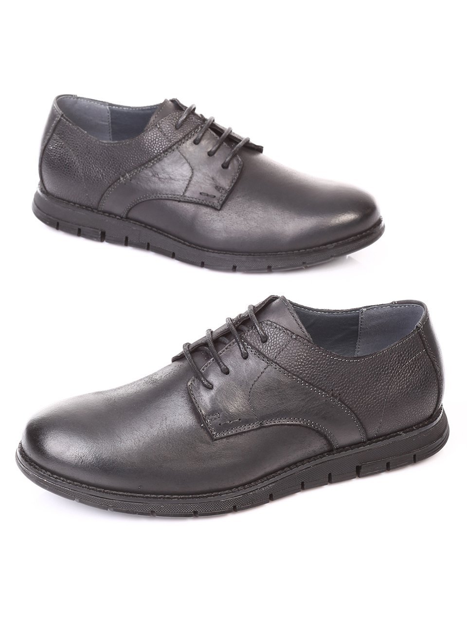 Мъжки обувки от естествена кожа и естествен набук 7N-17784 black