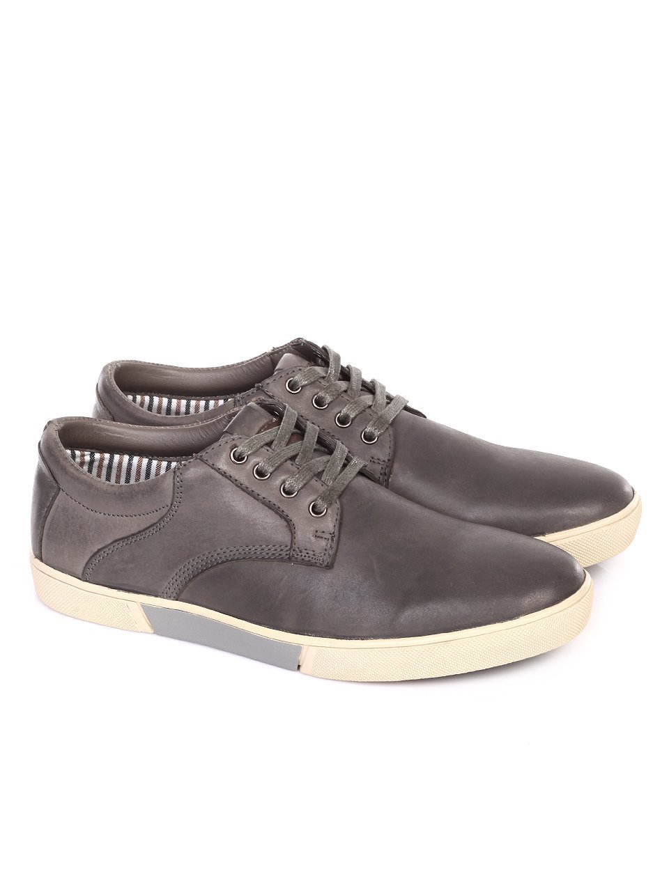 Ежедневни мъжки обувки от естествен набук в сиво 7N-18106 grey