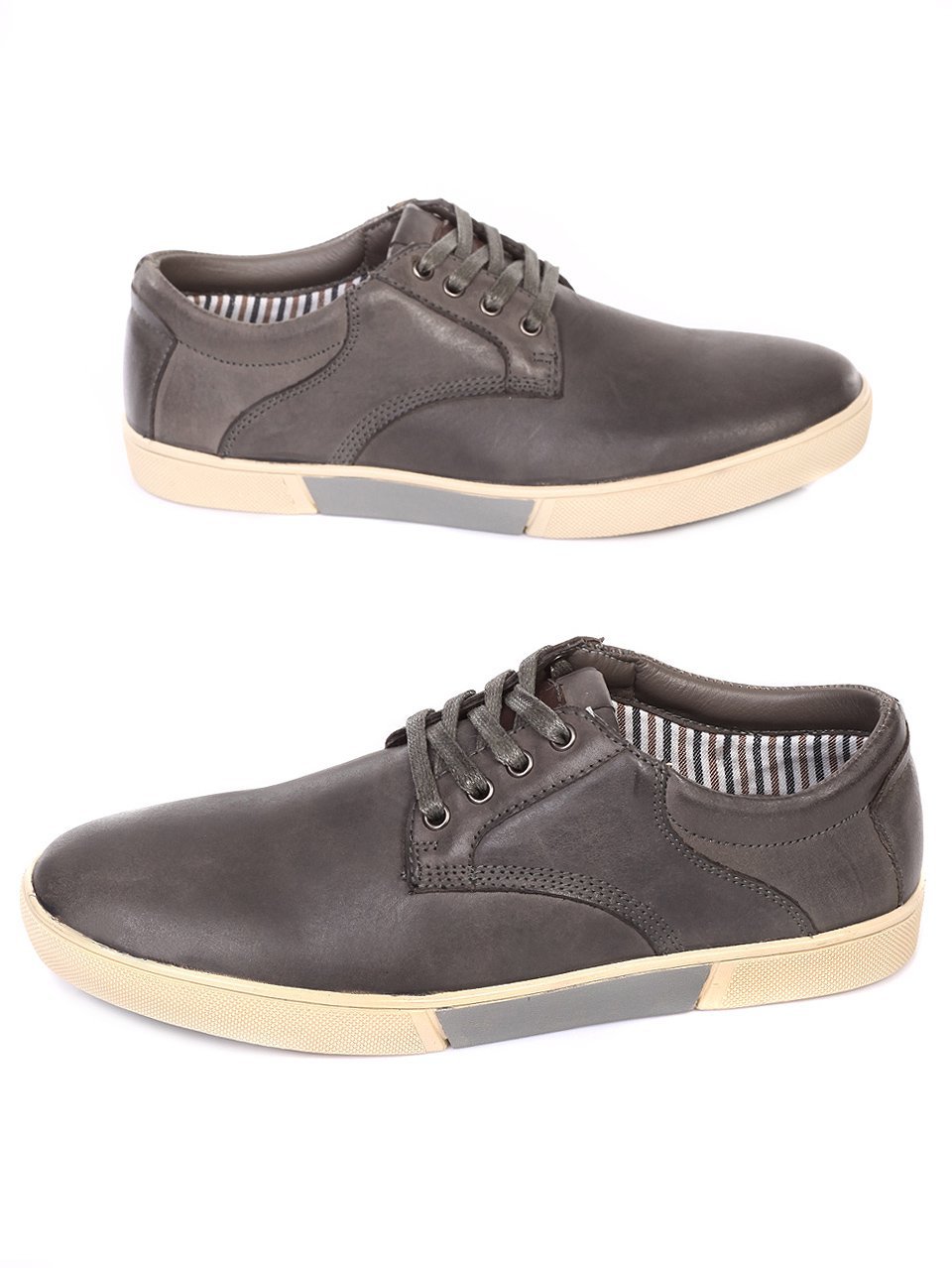 Ежедневни мъжки обувки от естествен набук в сиво 7N-18106 grey