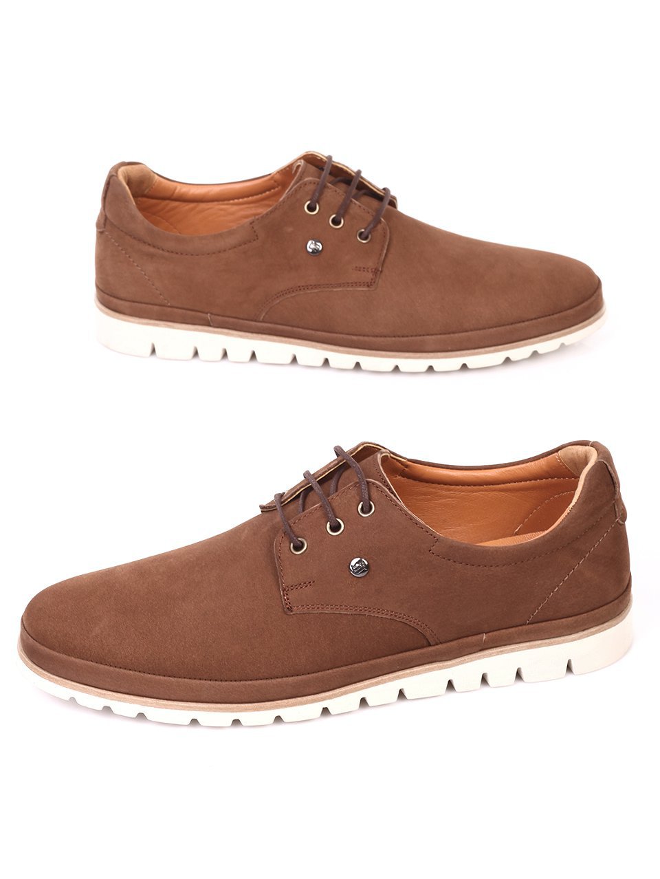 Официални мъжки обувки от естествена кожа 7AT-18554 brown