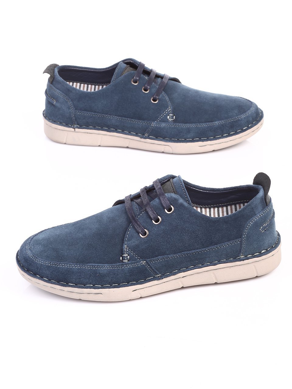 Ежедневни мъжки обувки от естествен велур в синьо 7N-17402 navy