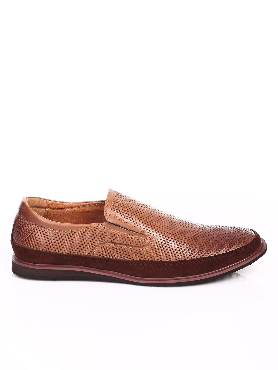 Спортно-елегантни мъжки обувки от естествена кожа 7N-17418 brown