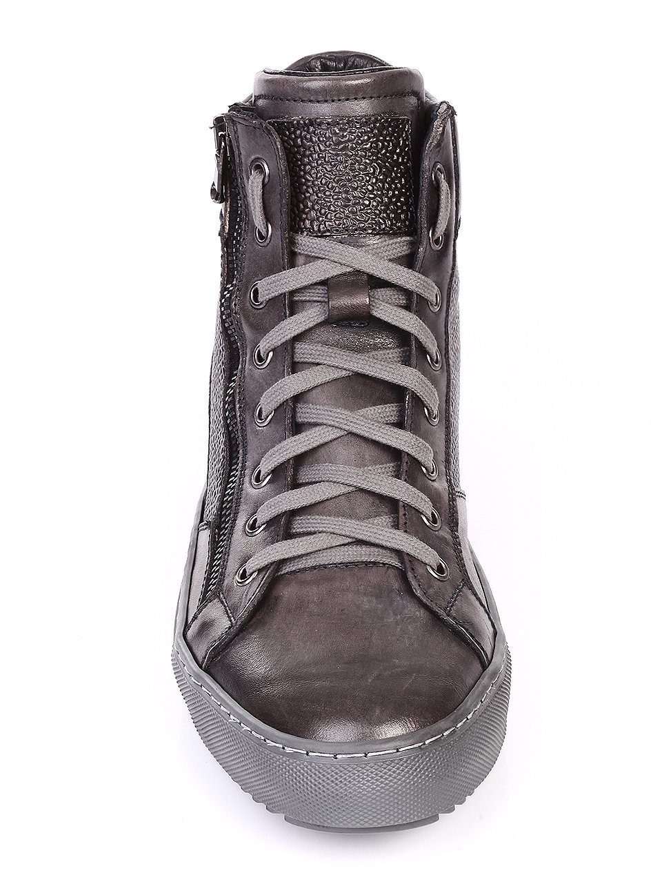 Ежедневни кецове обувки от естествена кожа 6AM-16807 grey