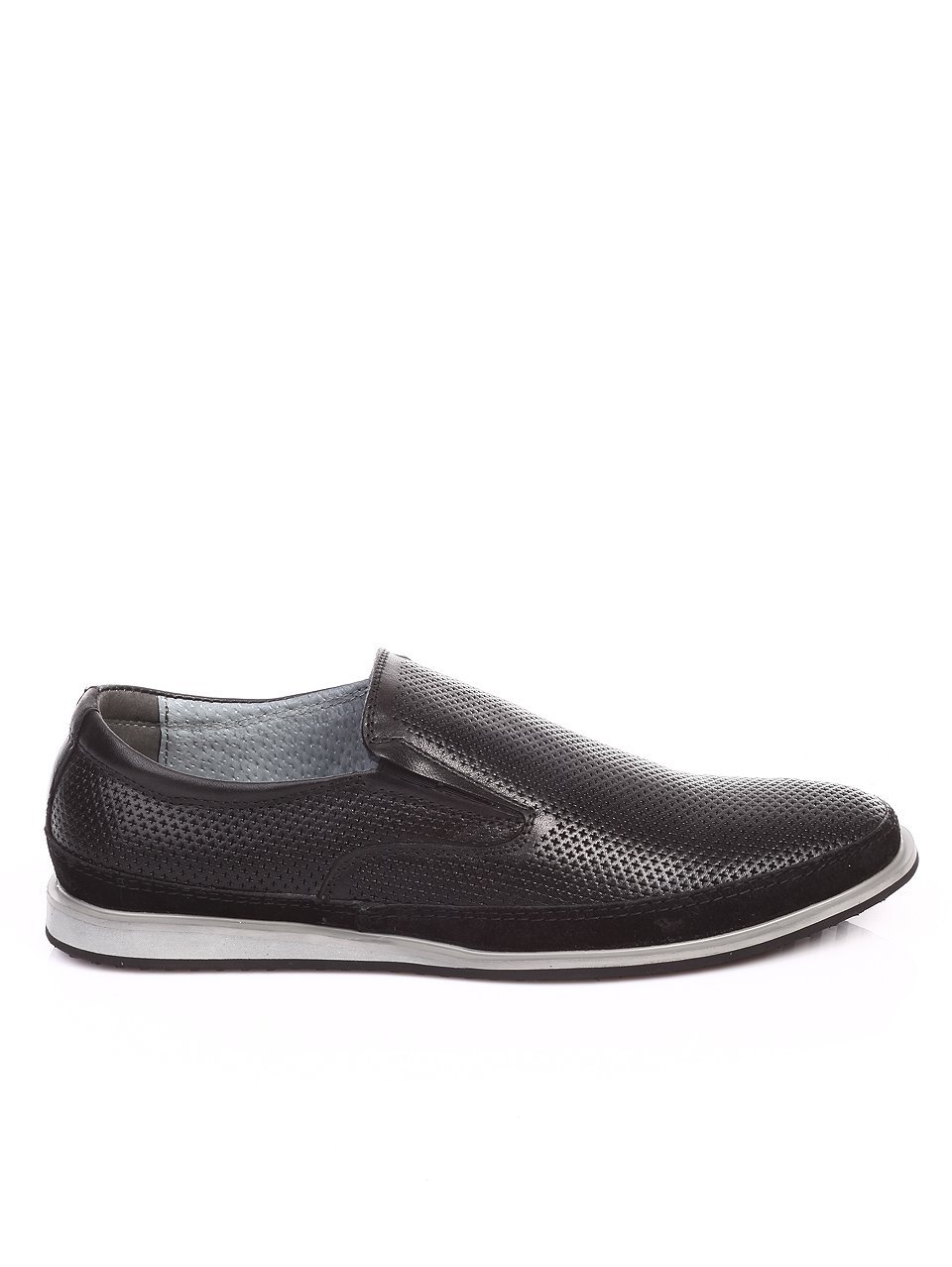 Спортно-елегантни мъжки обувки от естествена кожа 7N-17418 black