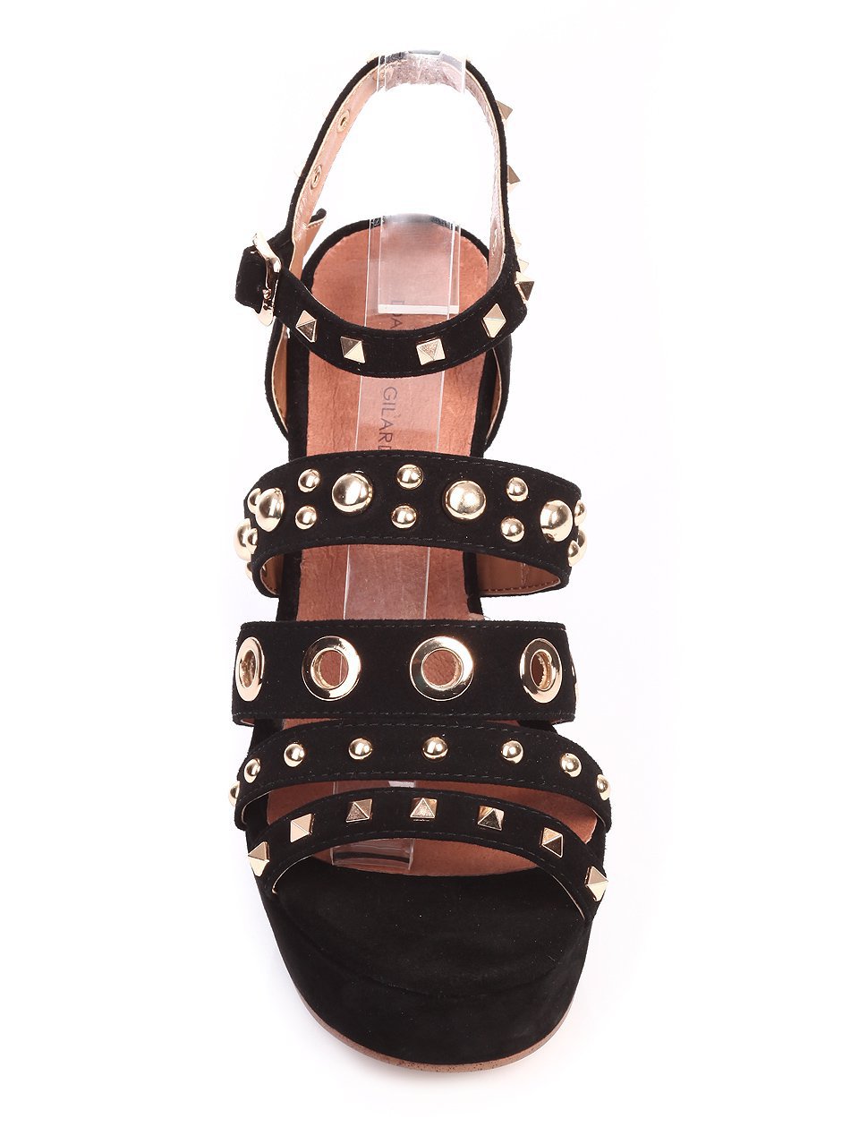 Елегантни дамски сандали на ток от естествен велур 4I-17489 black