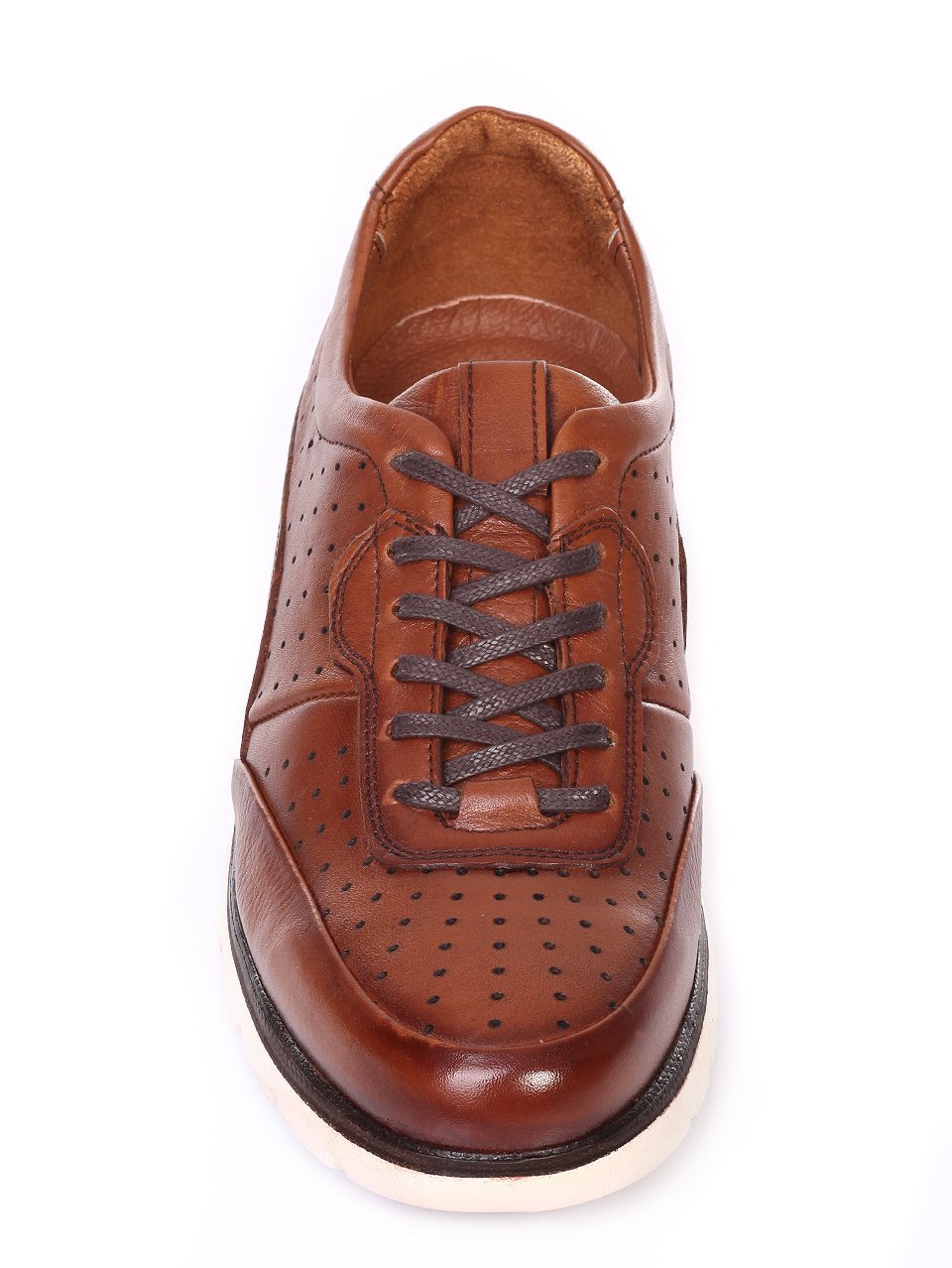 Ежедневни мъжки обувки от естествена кожа в кафяво 7AT-18582 brown