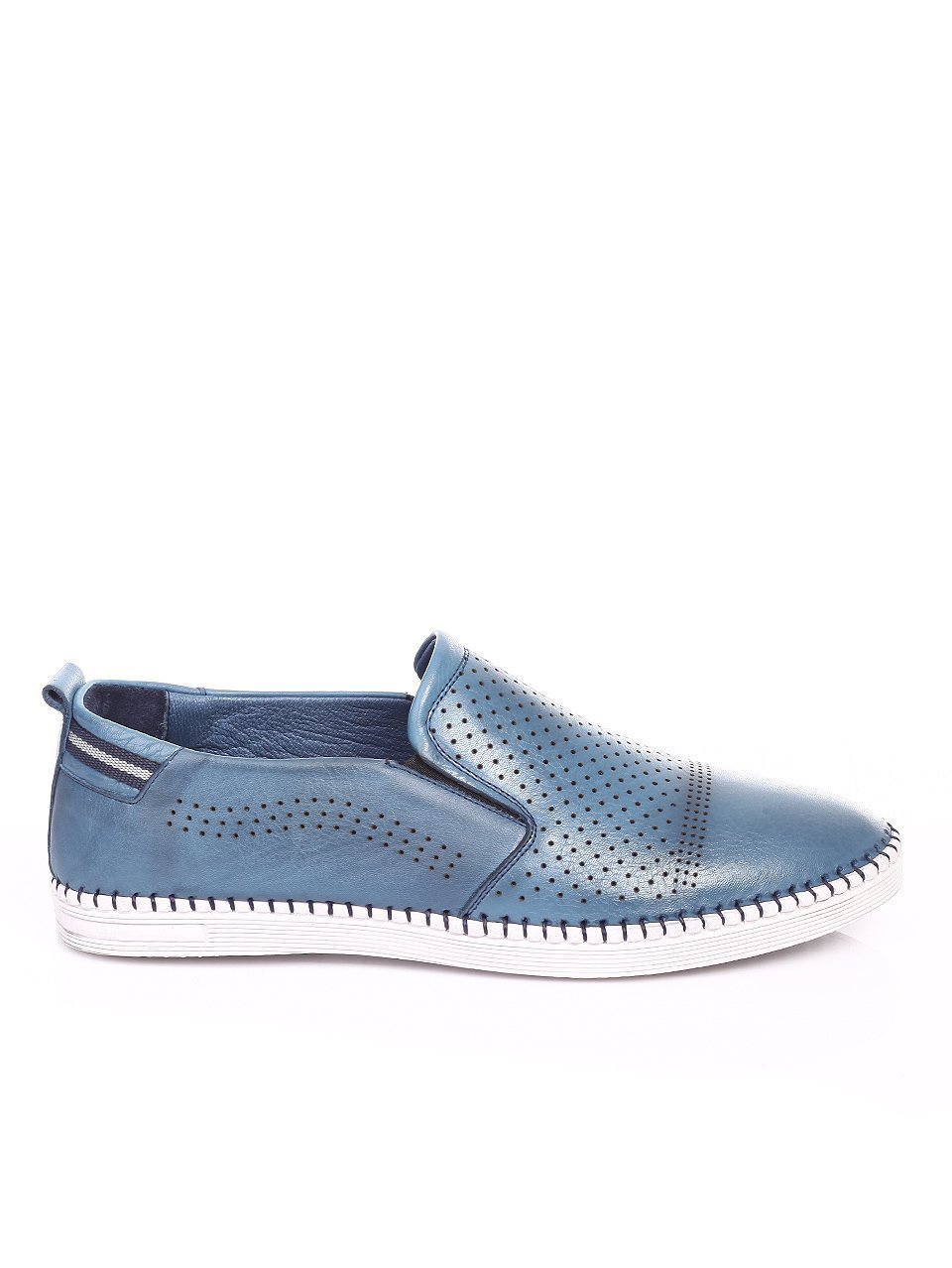 Спортно-елегантни мъжки обувки от естествена кожа 7AT-17598 lt.blue