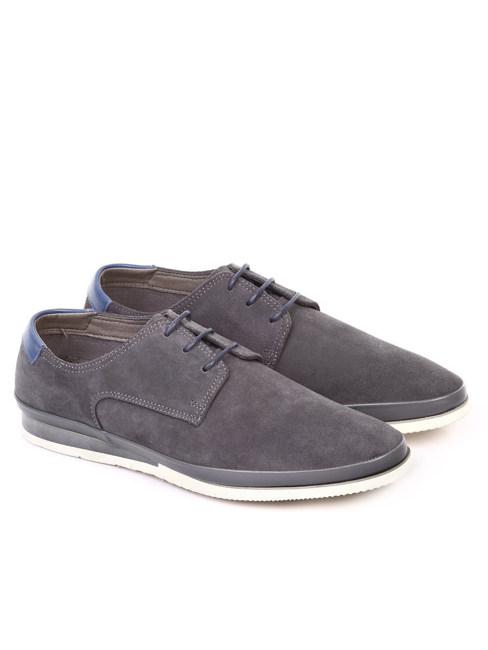 Спортно-елегантни мъжки обувки от естествен велур 7N-18136 grey